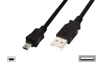  USB 2.0 (AM/miniB 5pin) DIGITUS 1.8 Black/, bulk AK-300108-018-S -  1