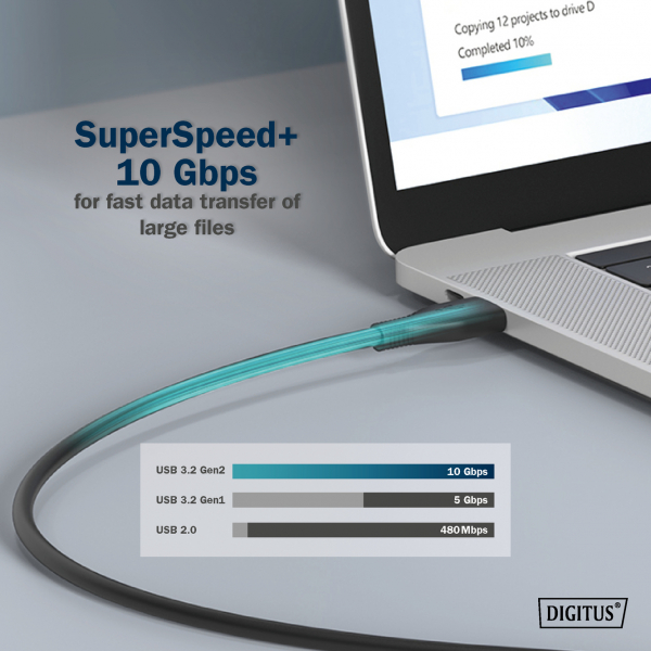  USB-C /, DIGITUS, 1, USB 3.2 Gen2, 10G, 100W, 4K, ,  AK-300342-010-S -  5