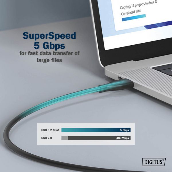  USB-C /, DIGITUS, 2, USB 3.2 Gen1, 5G, 100W, 4K, ,  AK-300342-020-S -  9