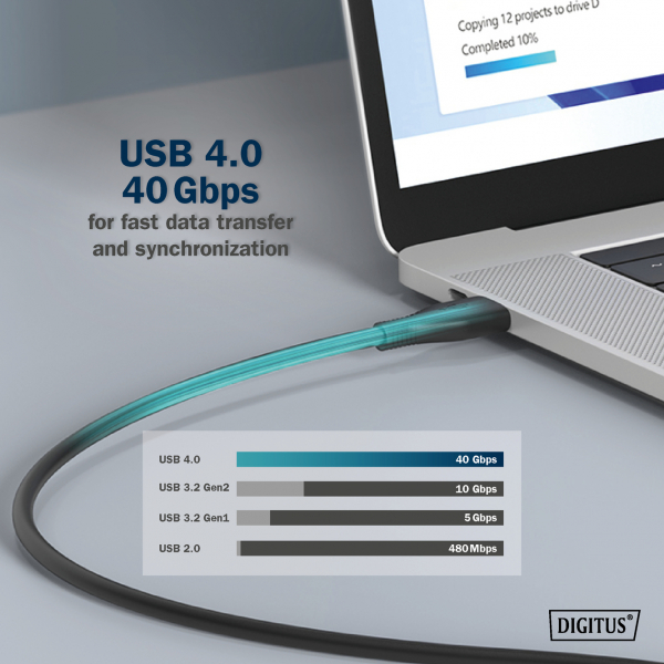 Digitus  USB-C /, 1, USB 4.0 Gen3, 40G, 240W, 8K, ,  AK-300344-010-S -  9