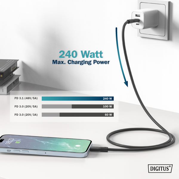 Digitus  USB-C /, 1, USB 4.0 Gen3, 40G, 240W, 8K, ,  AK-300344-010-S -  4