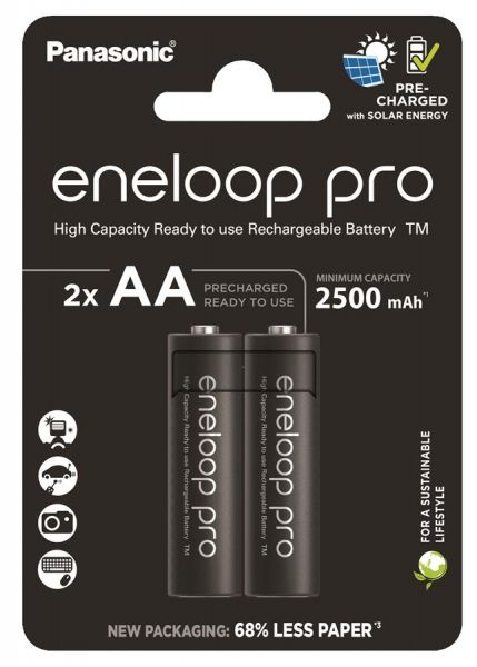 Panasonic  Eneloop NI-MH Pro AA 2500 , 2 . BK-3HCDE/2CP -  1