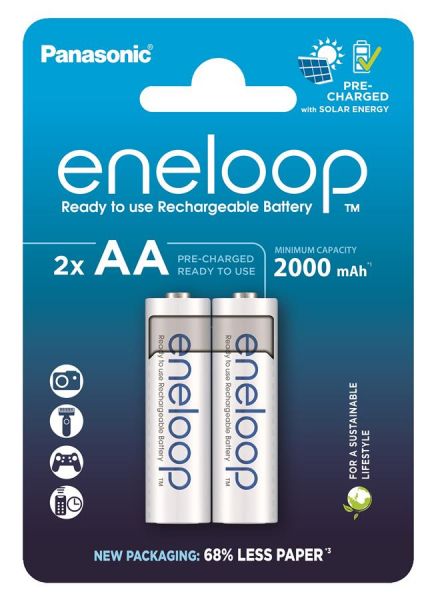  Panasonic Eneloop NI-MH AA 2000 , 2 . BK-3MCDE/2CP -  1