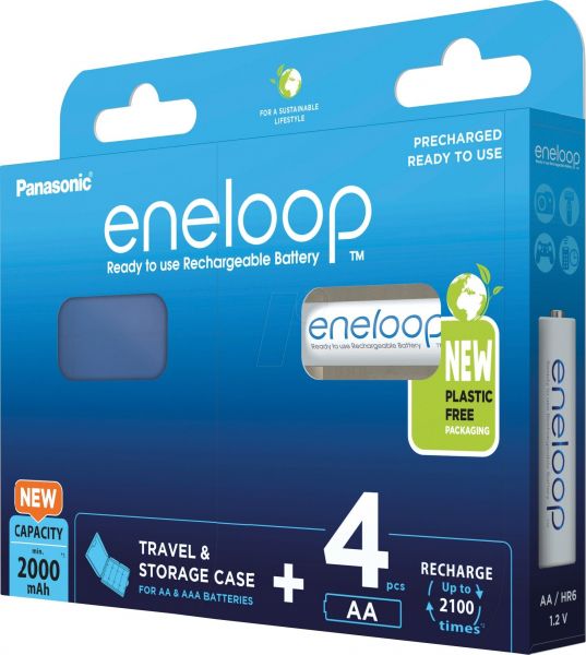 Panasonic  Eneloop AA 2000 4BP mAh NI-MH+case BK-3MCDEC4BE -  2