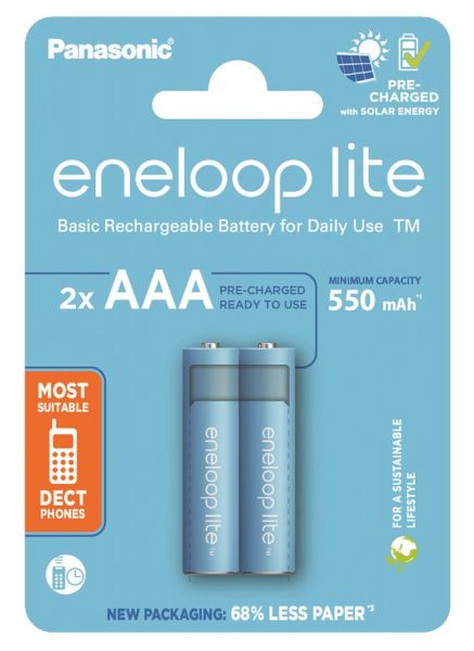  Panasonic Eneloop NI-MH Lite AAA 550 , 2 . BK-4LCCE/2CP -  1