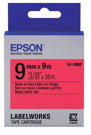    Epson LK3RBP  LW-300/400/400VP/700 Pastel Blk/Red 9mm/9m C53S653001 -  1