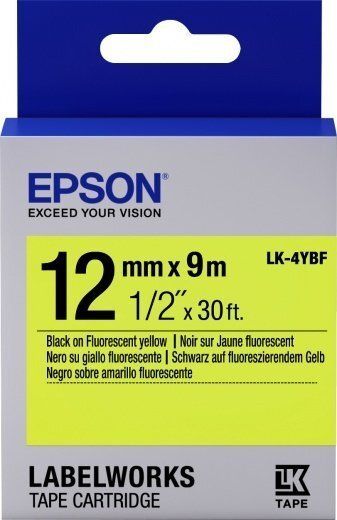 Epson    LK4YBF  LW-300/400/400VP/700 Fluorescent Black/Yellow 12mm/9m C53S654010 -  1