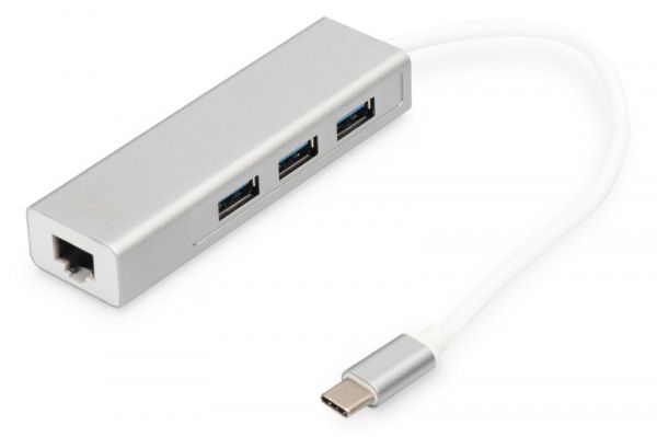  DIGITUS DIGITUS USB-C - USB 3.0 3 Port Hub + Gigabit Ethernet DA-70255 -  1