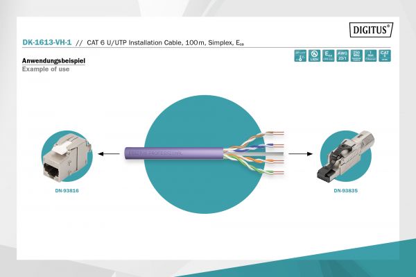  DIGITUS CAT 6 U-UTP, 100m, AWG 23/1, LSZH-1,  DK-1613-VH-1 -  8