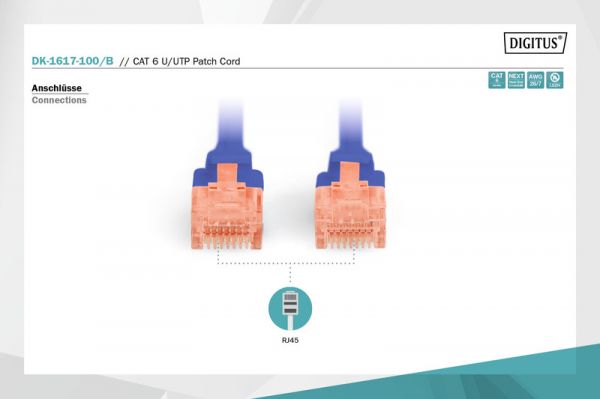 Digitus - CAT 6 UTP, 10, AWG 26/7, Cu, LSZH,   DK-1617-100/B -  4