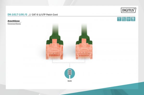 Digitus - CAT 6 UTP, 10, AWG 26/7, Cu, LSZH,   DK-1617-100/G -  4