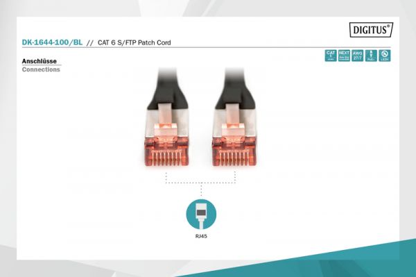 Digitus - CAT 6 S-FTP, 10, AWG 27/7, LSZH,  DK-1644-100/BL -  4