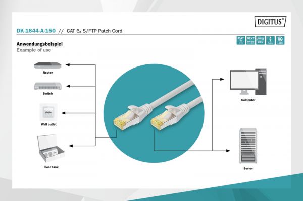 Digitus - CAT 6a S-FTP, 15, AWG 26/7   DK-1644-A-150 -  4