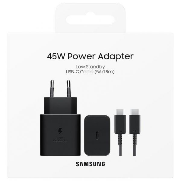   Samsung 45W Compact Power Adapter (w C to C Cable) Black (EP-T4511XBEGEU) -  1