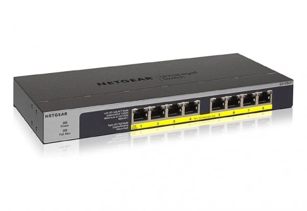  NETGEAR GS108LP 8xGE PoE+ (60), FlexPoE,  GS108LP-100EUS -  2