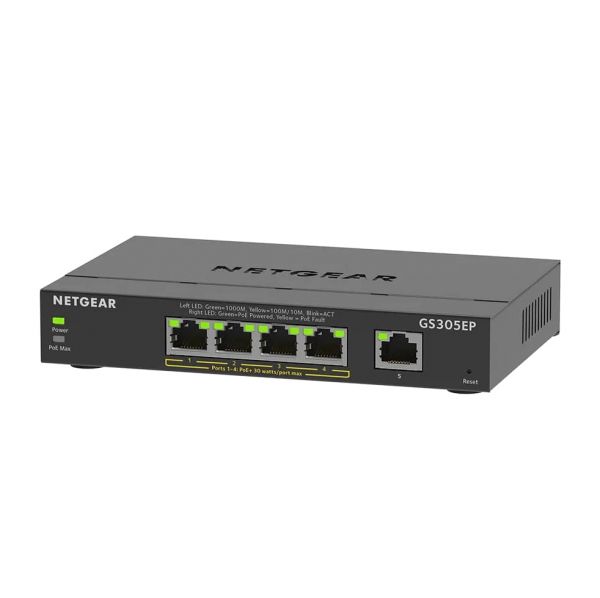  NETGEAR GS305EP 4xGE PoE+(63), 1xGE,  GS305EP-100PES -  2