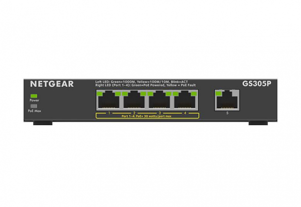 NETGEAR  GS305P 5xGE (4xPoE), 63,  GS305P-300EUS -  2