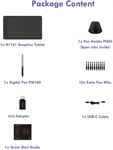   Huion H1161 ,Black H1161 -  10