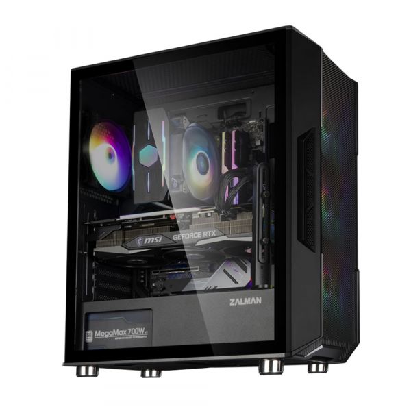  Zalman I3 NEO BLACK,  , 1xUSB3.0, 2xUSB2.0, 4x120mm RGB fans, TG Side Panel, ATX, Black I3NEOBLACK -  4