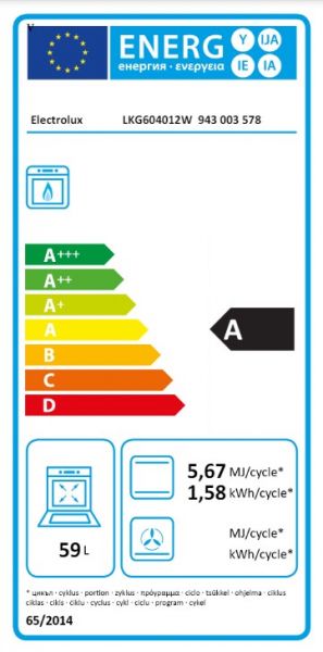  Electrolux , 59, 60x60,  LKG604012W -  4