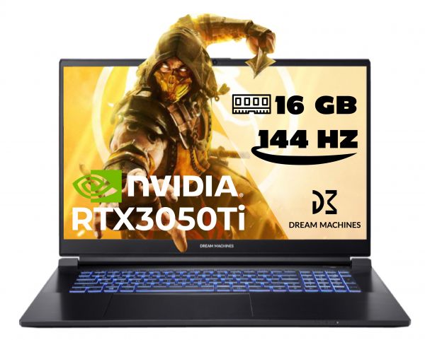  Dream Machines RG3050Ti-17 17.3FHD IPS 144Hz/Intel i7-12700H/16/500F/NVD3050Ti-4/DOS RG3050TI-17UA35 -  1