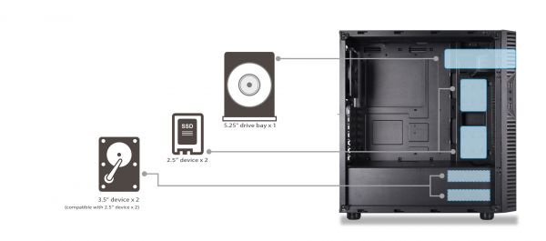 SilverStone  PS14B-E,  , 2xUSB3.0, Steel Side Panel, ATX, Black SST-PS14B-E -  8