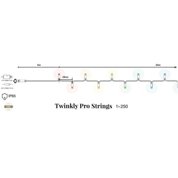 Smart LED  Twinkly Pro Strings RGBW 250,  , IP65, AWG22 PVC,  TW-PLC-S-CA-1X250SPP-T -  3