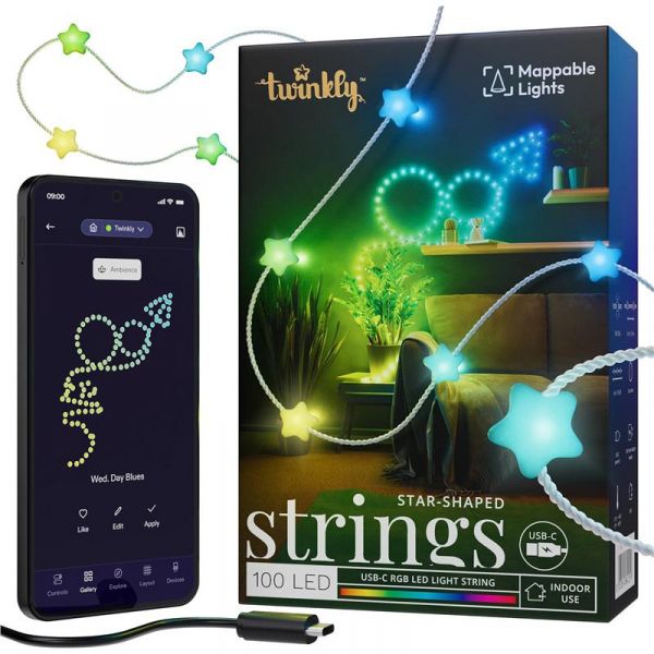 Twinkly ó Smart LED Twinkly Strings Star RGB 100 IP20 6 USB-C     TWKS100RGB-T -  1