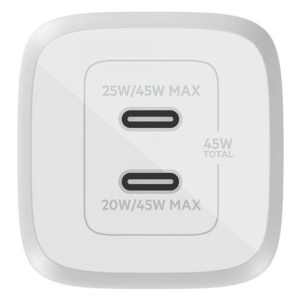   Belkin Home Charger 45W GAN PD PPS Dual USB- WCH011VFWH -  4