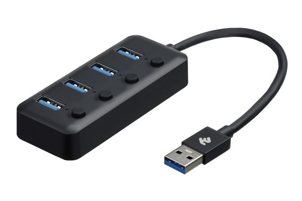  2 USB-A - 4*USB3.0, Hub with switch, 0.25m -  1