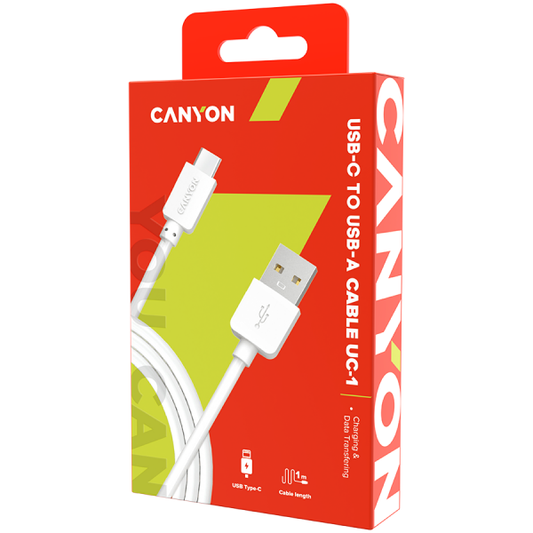  USB Type-C Canyon Charging & Data USB Type-C White 1m (CNE-USBC1W) -  1