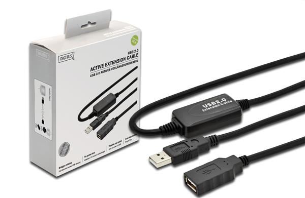  Digitus USB 2.0 (AM/AF) 10.0m, , Black -  1