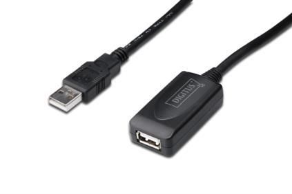  DIGITUS USB 2.0 (AM/AF)   25 Black -  1