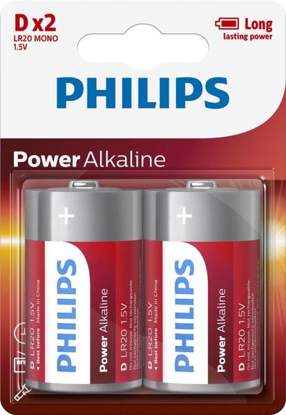  Philips D bat Alkaline 2 PowerLife (LR20P2B/97) -  1