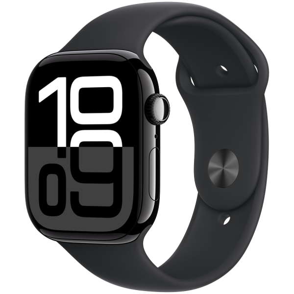 - Apple Watch Series 10 GPS 46mm Jet Black Alu. Case w. Black Sport Band - S/M (MWWP3) -  1