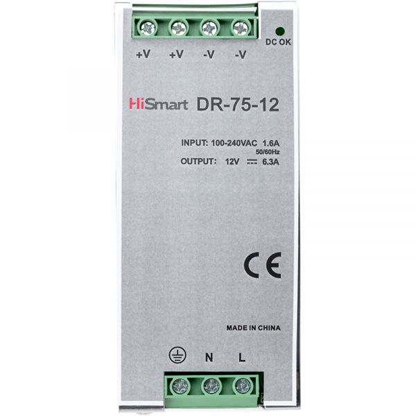   HiSmart 12V, 6.3A, 75W, DIN (DR-75-12) -  1