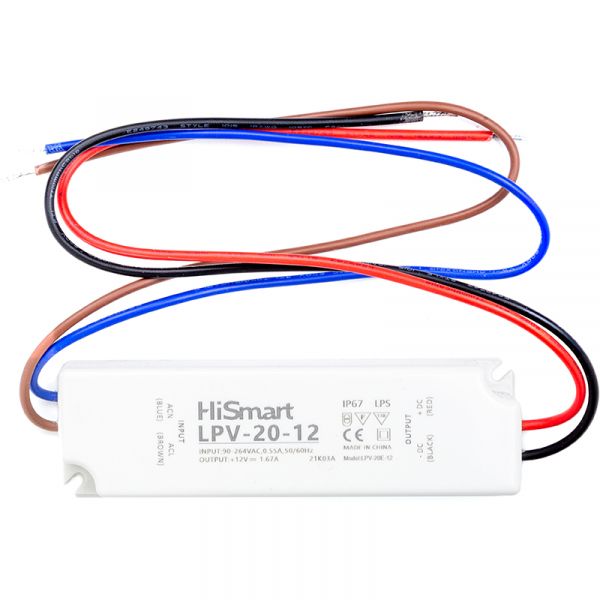   HiSmart 12V, 1.67, 20W, IP67 (LPV-20-12) -  1