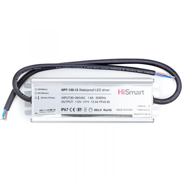   HiSmart 12V, 12,5A, 150W, PFC, IP67 (NPF-150-12) -  1