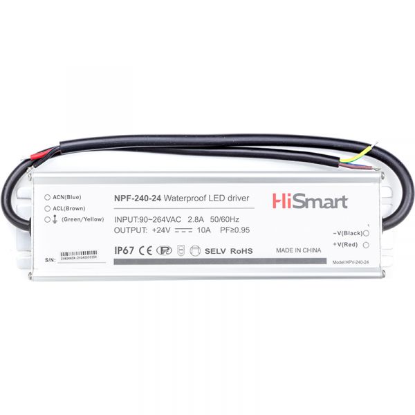   HiSmart 24V, 10A, 240W, PFC, IP67 (NPF-240-24) -  1