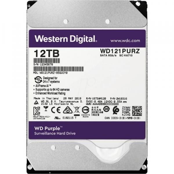   WD 3,5" 12TB Purple |  | SATA 3.0 | 256 MB | 7200 rpm | 3,5" | WD121PURZ -  1