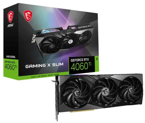 ³ GeForce RTX 4060 Ti, MSI, GAMING X SLIM, 16Gb GDDR6, 128-bit, HDMI/3xDP, 2685/18000 MHz, 8-pin (RTX 4060 Ti GAMING X SLIM 16G) -  1