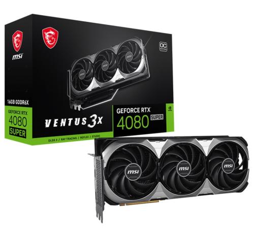 ³ GeForce RTX 4080 SUPER, MSI, VENTUS 3X OC, 16Gb GDDR6X, 256-bit, 2xHDMI/2xDP, 2595/23000 MHz, 16-pin (RTX 4080 SUPER 16G VENTUS 3X OC) -  1