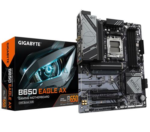   AM5 Gigabyte B650 EAGLE AX, B650, 4xDDR5, Int.Video (CPU), 4xSATA3, 3xM.2, 1xPCI-E 4.0 x16, 3xPCI-E 3.0 x16, Realtek 7.1, Realtek GbE, Wi-Fi 6E+BT5.2, 4xUSB3.2/8xUSB2.0, HDMI/DP, ATX -  1