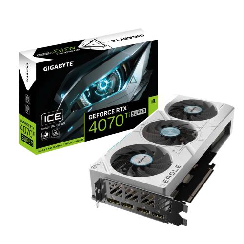  GeForce RTX 4070 Ti SUPER, Gigabyte, EAGLE OC ICE (White Edition), 16Gb GDDR6X, 256-bit, HDMI/3xDP, 2640/21000 MHz, 16-pin (GV-N407TSEAGLEOC ICE-16GD) -  1