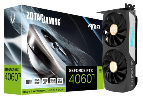 ³ GeForce RTX 4060 Ti, Zotac, AMP, 16Gb GDDR6, 128-bit, HDMI/3xDP, 2595/18000 MHz, 8-pin (ZT-D40620F-10M) -  1