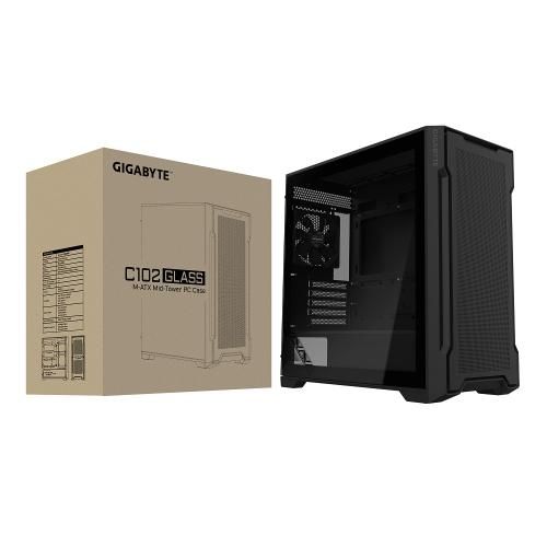  Gigabyte C102 GLASS, Black, Mid Tower,  ,  Micro ATX / Mini ITX, 2xUSB 3.0, . CPU - 165  / VGA - 410 , 2x120 ,      (GB-C102G) -  6