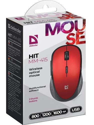   Defender Hit MM-415, Red, USB 2.4GHz, , 800-1600 dpi, 5  , 2xAAA (52415) -  5