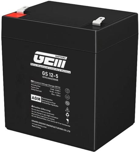      GEM Battery, 12V, 5 , AGM, M6, 90x90x105 , 1.6  (GS 12-5) -  1