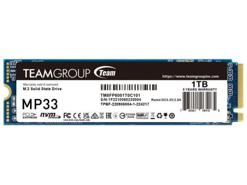 SSD  Team MP33 1Tb PCI-E 3.0 x4 M.2 2280 3D TLC (TM8FP6001T0C101) -  1