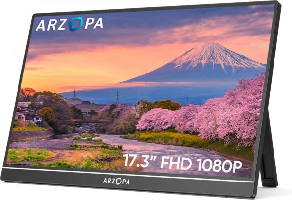  17.3" Arzopa A1M, Black, WLED, IPS, 1920x1080, 16:9, 5 , 60 , 300 /, 1200:1, 178/178, Type-C, 21  -  1